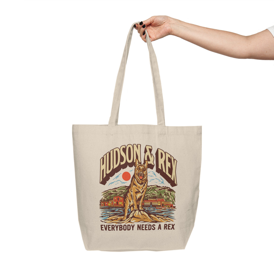 Hudson & Rex Tote Bag — ‘Everybody Needs a Rex’ Canvas Shopping Tote